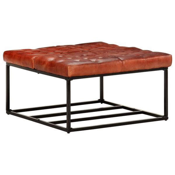 vidaXL Sittpuff m&ouml;rkbrun 80x80x43 cm &auml;kta skinn