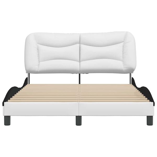vidaXL Bed Frame without Mattress "Hvar" White and Black 140x200 cm Faux Leather
