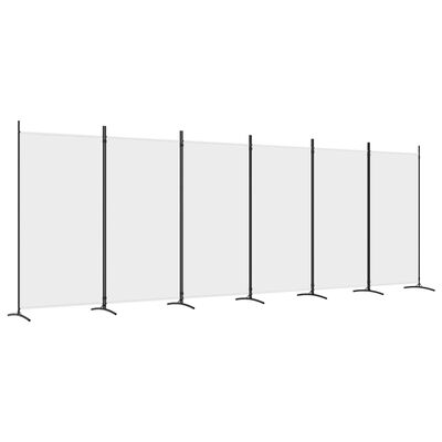 vidaXL Rumsavdelare 6 paneler vit 520x180 cm tyg