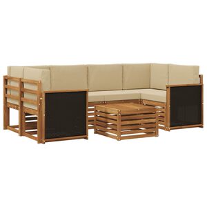 vidaXL Utomhussoffset 7 pcs Naturlig och Beige Massivt Akaciatr&auml;