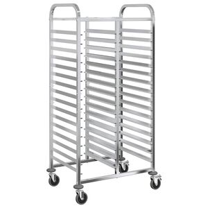 vidaXL Brickvagn med 32 GN-beh&aring;llare 75x55x162,5 cm rostfritt st&aring;l