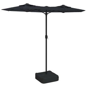 vidaXL Tr&auml;dg&aring;rdsparasoll dubbelt med LEDs svart 316x145 cm