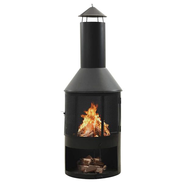 vidaXL Tr&auml;dg&aring;rdskamin med galler och eldgaffel 47x47x135,7 cm st&aring;l