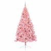 vidaXL Konstgjord F&ouml;rbelyst Julgran med 300 LED-lampor Rosa 240 cm PVC