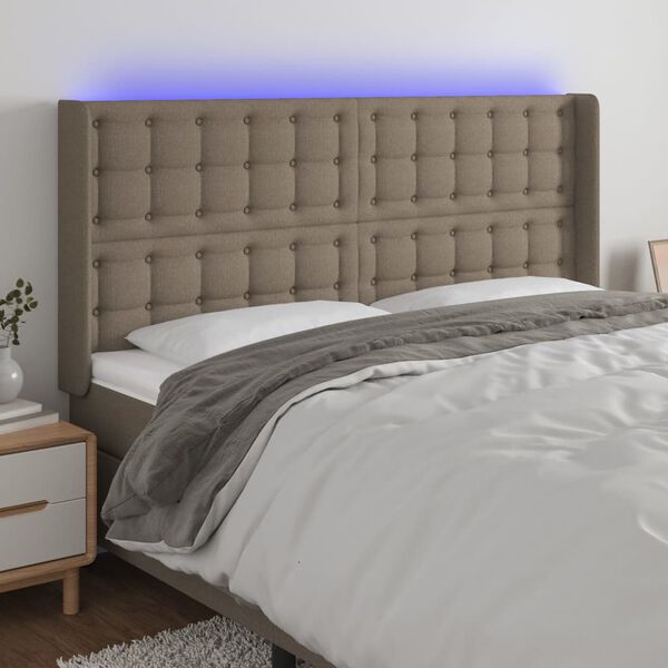 vidaXL S&auml;nggavel LED taupe 203x16x118/128 cm tyg