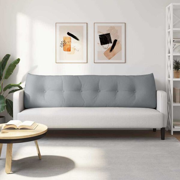 vidaXL Ryggkudde Ljusgr&aring; 180 x 24 x 50 cm tyg