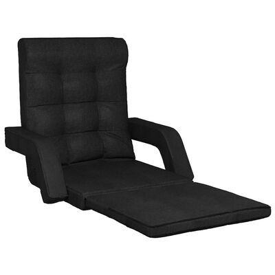 vidaXL Vikbar golvstol med sängfunktion svart tyg
