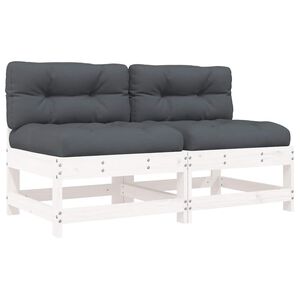 vidaXL Mittensoffor med dynor 2 st vit massiv furu