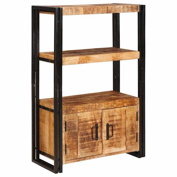 vidaXL Bokhylla med Dörrar Brun Massivt Rå Mango trä och Metall