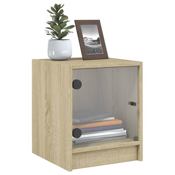 vidaXL S&auml;ngsk&aring;p med glasd&ouml;rrar 2 st sonoma-ek 35x37x42 cm