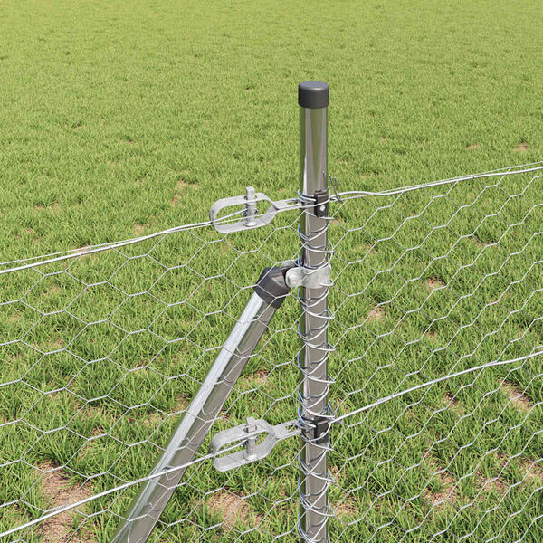 vidaXL Staket med stolpar Silver 0.8 x 10 m PVC-belagd st&aring;l