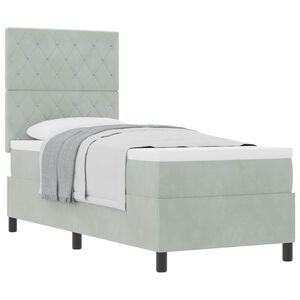 vidaXL B&auml;ddfj&auml;der med madrass med huvudgavel Ljusgr&aring; 80 x 200 cm tyg