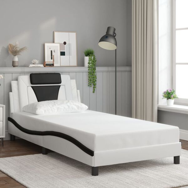 vidaXL Bed Frame "Viana" with LED without Mattress White and Black 100x200 cm