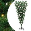 vidaXL Upp och ned artificiell f&ouml;rbelyst julgran med kulset 120 cm PVC