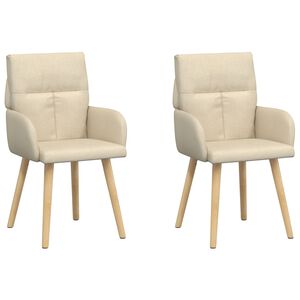 vidaXL Matstolar 2 st Tyg Gr&auml;ddvit 60 x 56 x 96 cm