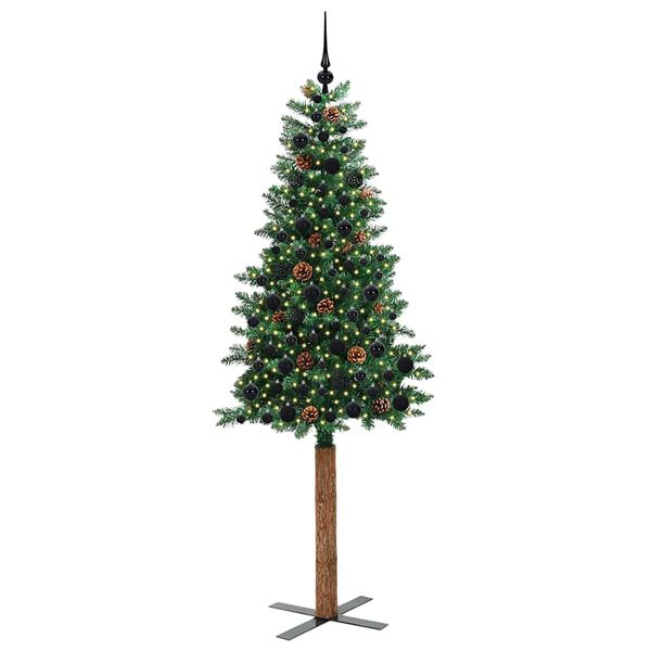 vidaXL Smal julgran med 300 LED-lampor Gr&ouml;n 210 cm PVC och solid furu