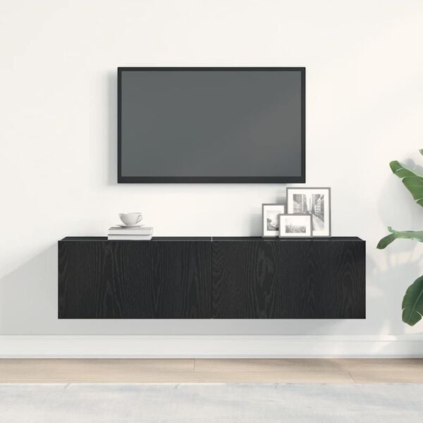 vidaXL TV-bänk svart ek 120x30x30,5 cm konstruerat trä