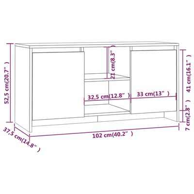 vidaXL TV-bänk betonggrå 102x37,5x52,5 cm spånskiva