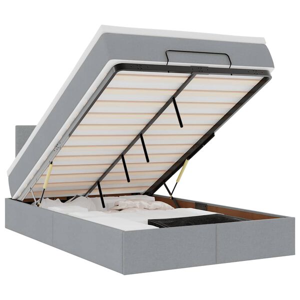 vidaXL Ottoman s&auml;ng med madrass ljusgr&aring; 120x190 cm tyg