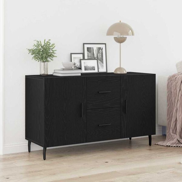 vidaXL Sideboard med låda Svart ek 100 x 36 x 60 cm Konstruerat trä
