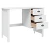 vidaXL Skrivbord med L&aring;dor Hill Vit 100 x 45 x 74 cm Massivt furu