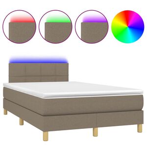 vidaXL Rams&auml;ng med madrass & LED taupe 120x190 cm tyg
