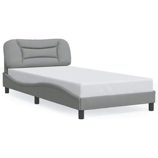 vidaXL Bed Frame with LED without Mattress "Hvar" Light Grey 100x200 cm Fabric