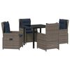 vidaXL Tr&auml;dg&aring;rdsm&ouml;belset med kudde 5 pcs Gr&aring; Poly rattan