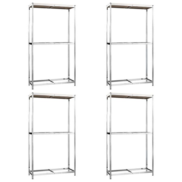 vidaXL D&auml;ckst&auml;ll 2 hyllplan silver 4 st 110x40x180 cm st&aring;l