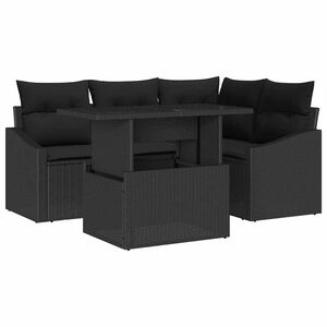 vidaXL Tr&auml;dg&aring;rdsoffset 5 pcs Svart konstrotting & Pulverlackerat st&aring;l