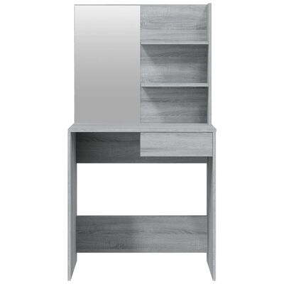 vidaXL Sminkbord med spegel grå sonoma 74,5x40x141 cm