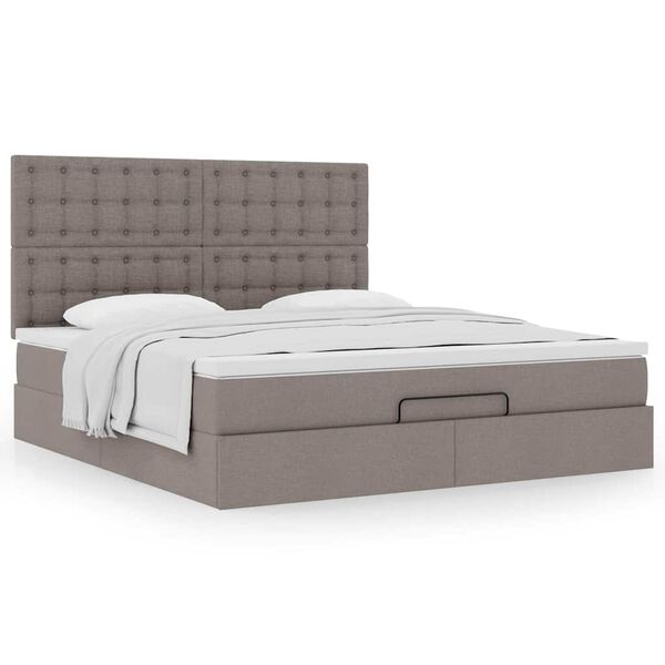 vidaXL Ottoman s&auml;ngram med madrass taupe 160x200 cm tyg