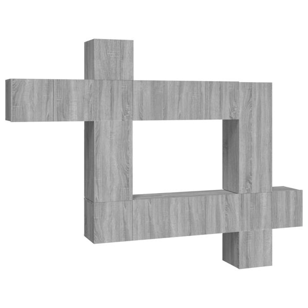 vidaXL TV-sk&aring;p 10 delar gr&aring; sonoma konstruerat tr&auml;