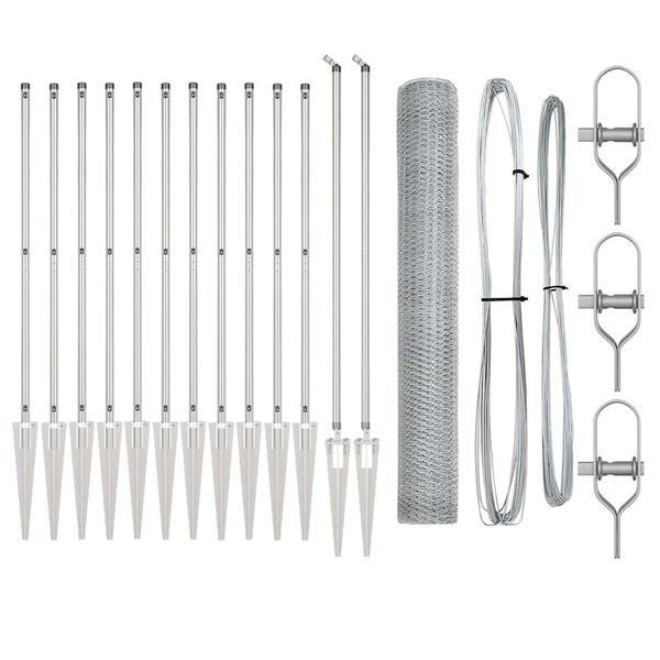 vidaXL St&auml;ngselstolpe Silver 25 x 1,4 m (25 mm n&auml;t) St&aring;l