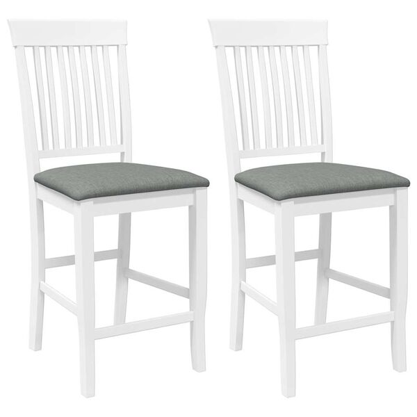 vidaXL Barstolar med kuddar 2 st, vit, massivt trä, gummi