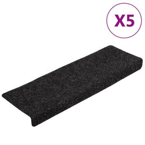 vidaXL Trappmattor självhäftande 5 st 65x21x4 cm svarta rektangulära kanter