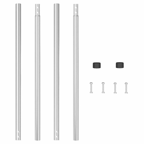 vidaXL St&auml;ngselstolpe 2 pcs Silver Pulverlackerad st&aring;l