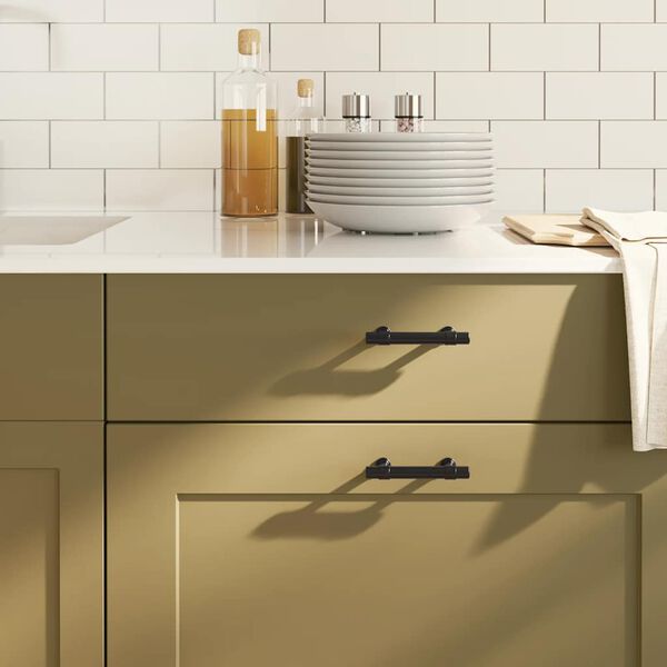 vidaXL Sk&aring;phandtag 10 st svart 64 mm rostfritt st&aring;l