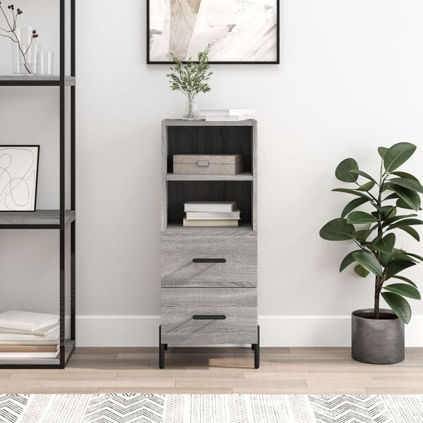 vidaXL Sk&aring;p gr&aring; sonoma 34,5x34x90 cm konstruerat tr&auml;