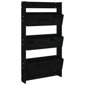 vidaXL Odlingsl&aring;da f&ouml;r v&auml;gg 3 niv&aring;er 60x18,5x110 cm svart massiv furu