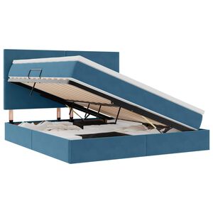 vidaXL F&ouml;rvaringss&auml;ng med LED med madrass M&ouml;rkbl&aring; 180 x 200 cm Sammet