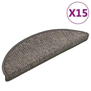 vidaXL Trappstegsmattor sj&auml;lvh&auml;ftande sisal 15 st 56x17x3 cm gr&aring;beige