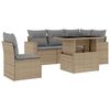 vidaXL Soffgrupp f&ouml;r tr&auml;dg&aring;rden med dynor 6 delar beige konstrotting