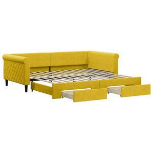vidaXL Dagb&auml;dd utdragbar med l&aring;dor gul 100x200 cm sammet