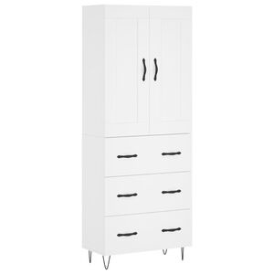 vidaXL H&ouml;gsk&aring;p vit 69,5x34x180 cm konstruerat tr&auml;