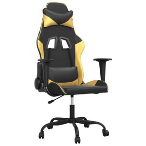 vidaXL Gamingstol med massage svart och guld konstl&auml;der