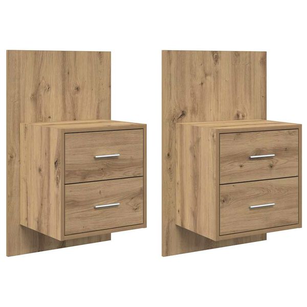 vidaXL V&auml;ggmonterad s&auml;nggavel 2 pcs Artisan Ek 48,5 x 32,5 x 80 cm