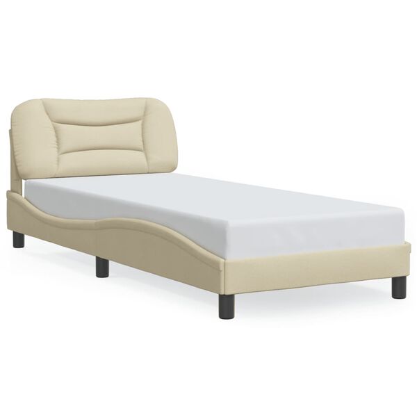 vidaXL Bed Frame without Mattress "Hvar" Cream 90x190 cm Fabric