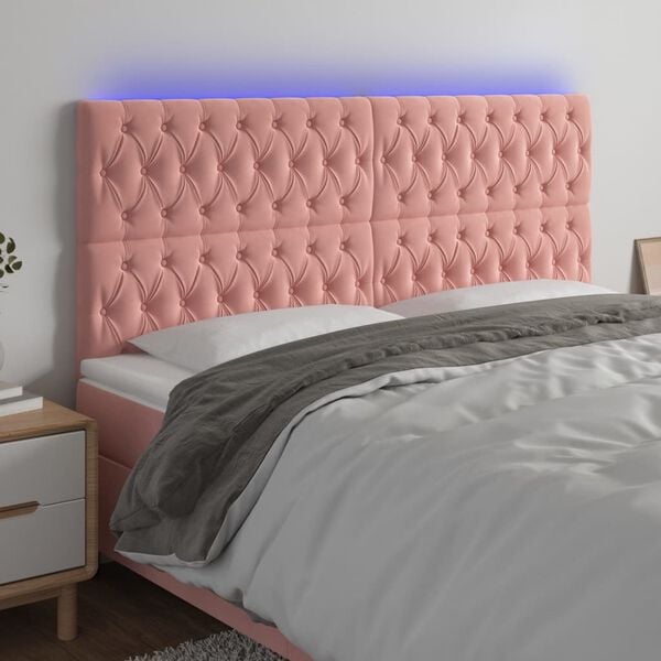 vidaXL S&auml;nggavel LED rosa 180x7x118/128 cm sammet