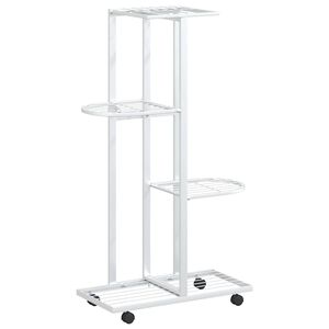vidaXL V&auml;xtst&auml;ll p&aring; hjul 4 hyllor 44x23x80 cm vit j&auml;rn